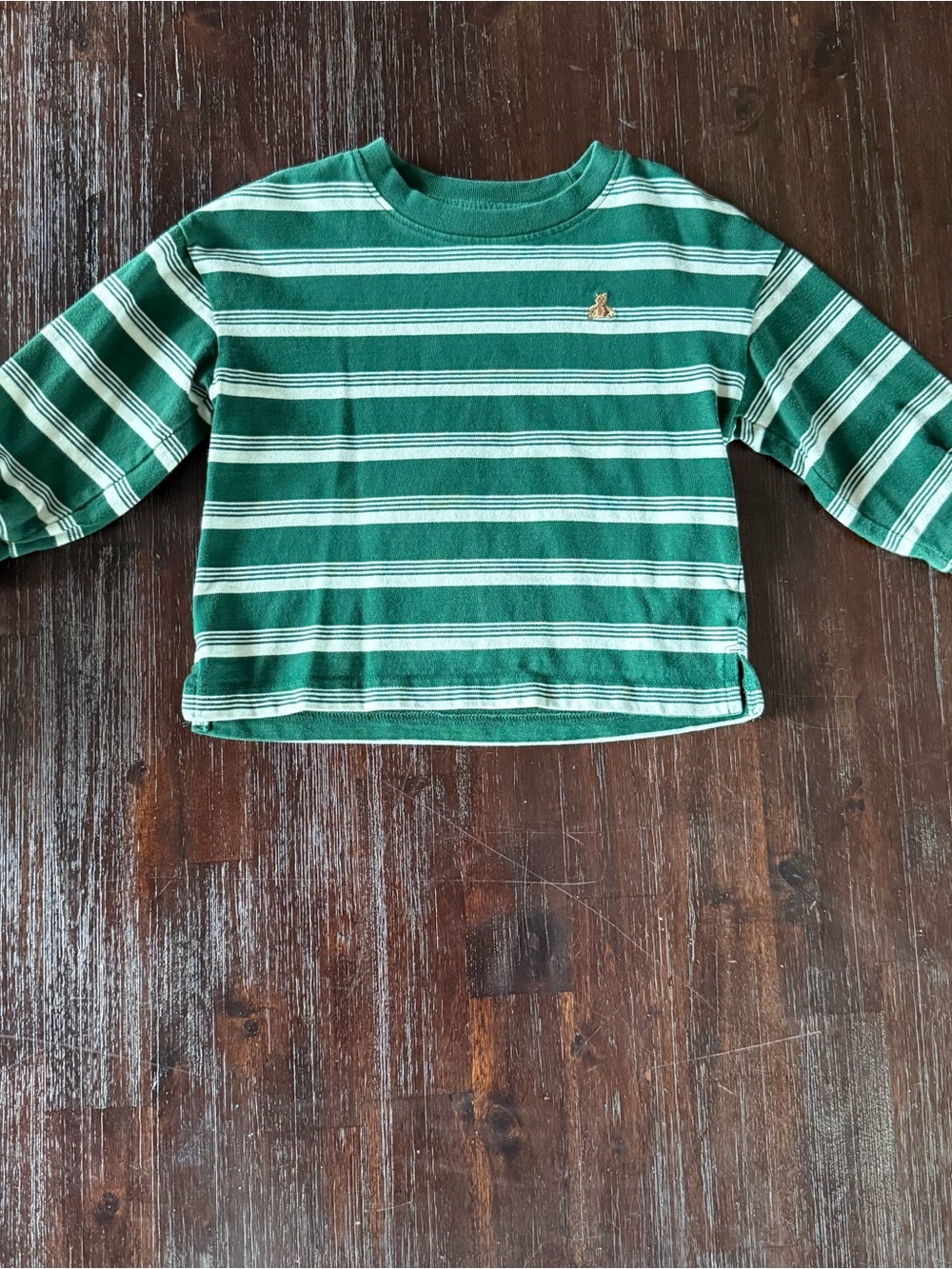 GAP Green and White Striped Long-Sleeve Tee